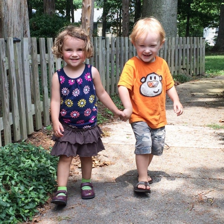 Making friends is easy – ask these 3 year olds! This is my daughter and the son of another veg co-worker, taken when we were at work and our families were together.